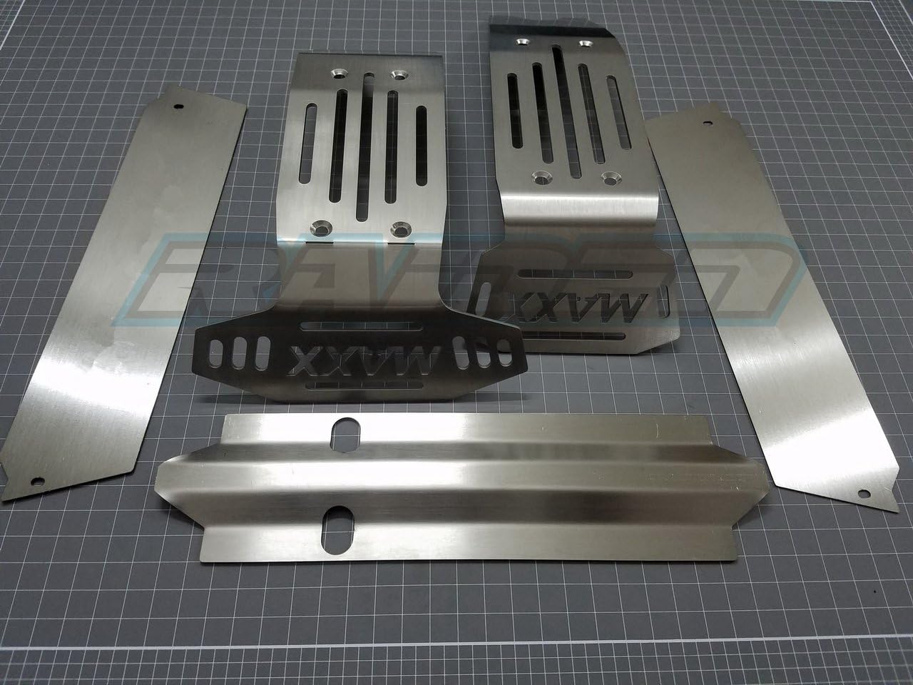 Stainless Steel Chassis Armor Front & Rear Skid Plate Hollow Version for Traxxas X-Maxx XMAXX 6S 8S - 5pcs