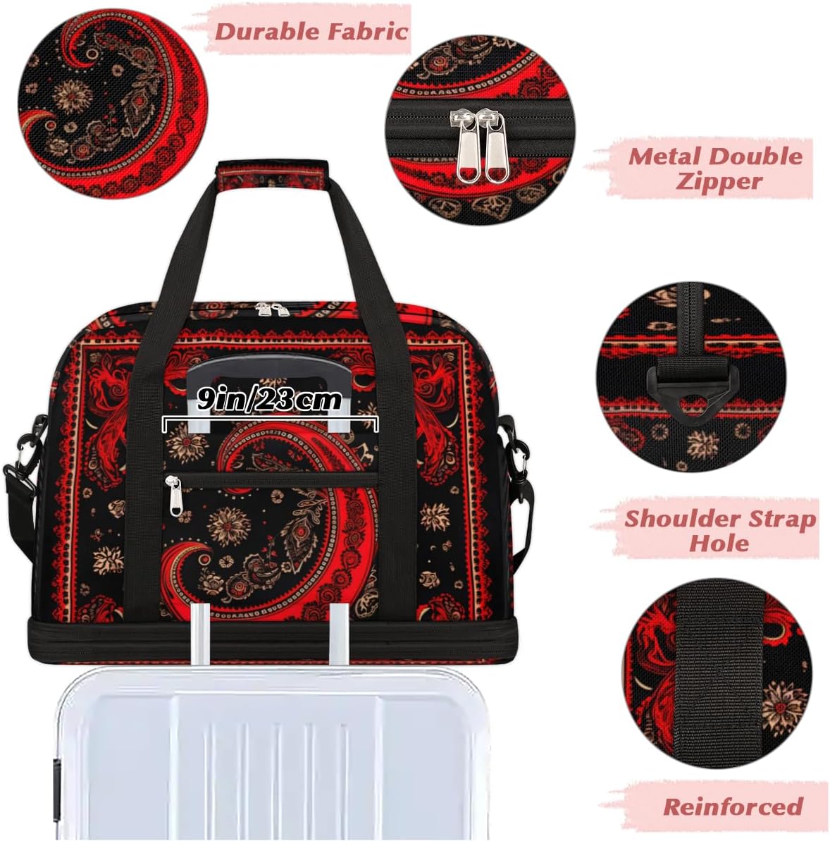 QsirBC The Cartoon Classic Theme Gym Bag for Women Duffle Tote with Shoes Compartment Men Weekender Duffel for Dance Travel Sports Swimming Overnight