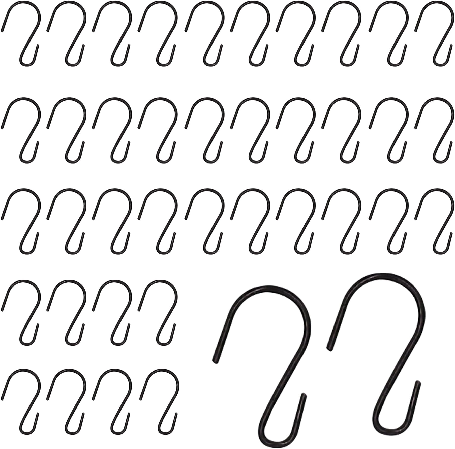 MEKEET 40PCS Mini S Shaped Hooks - Black Stainless Steel, Heavy Duty Metal Hanging Hooks for Home, Kitchen, Office, Workshop, Bathroom and Bedroom