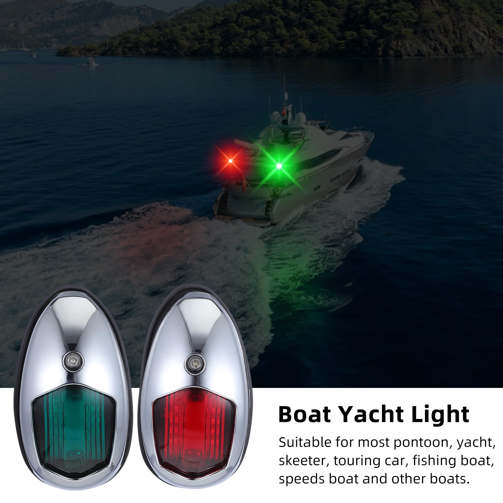 2 Pezzi Luci di Navigazione Barca LED per Speedboat e Barca da Pesca Segnali Laterali Argento in Abs e Acrilico Alta Visibilità e Risparmio Energetico per Uso Notturno