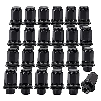 12x1.5mm 13/16 Hex 1.87 Inch Length OEM Factory Mag Lug Nuts Set of 24, for Tacoma 4 Runner FJ Cruiser Matrix GX470/ GX460 SR5 Pre-Runner TRD Off-Road/Limited Black