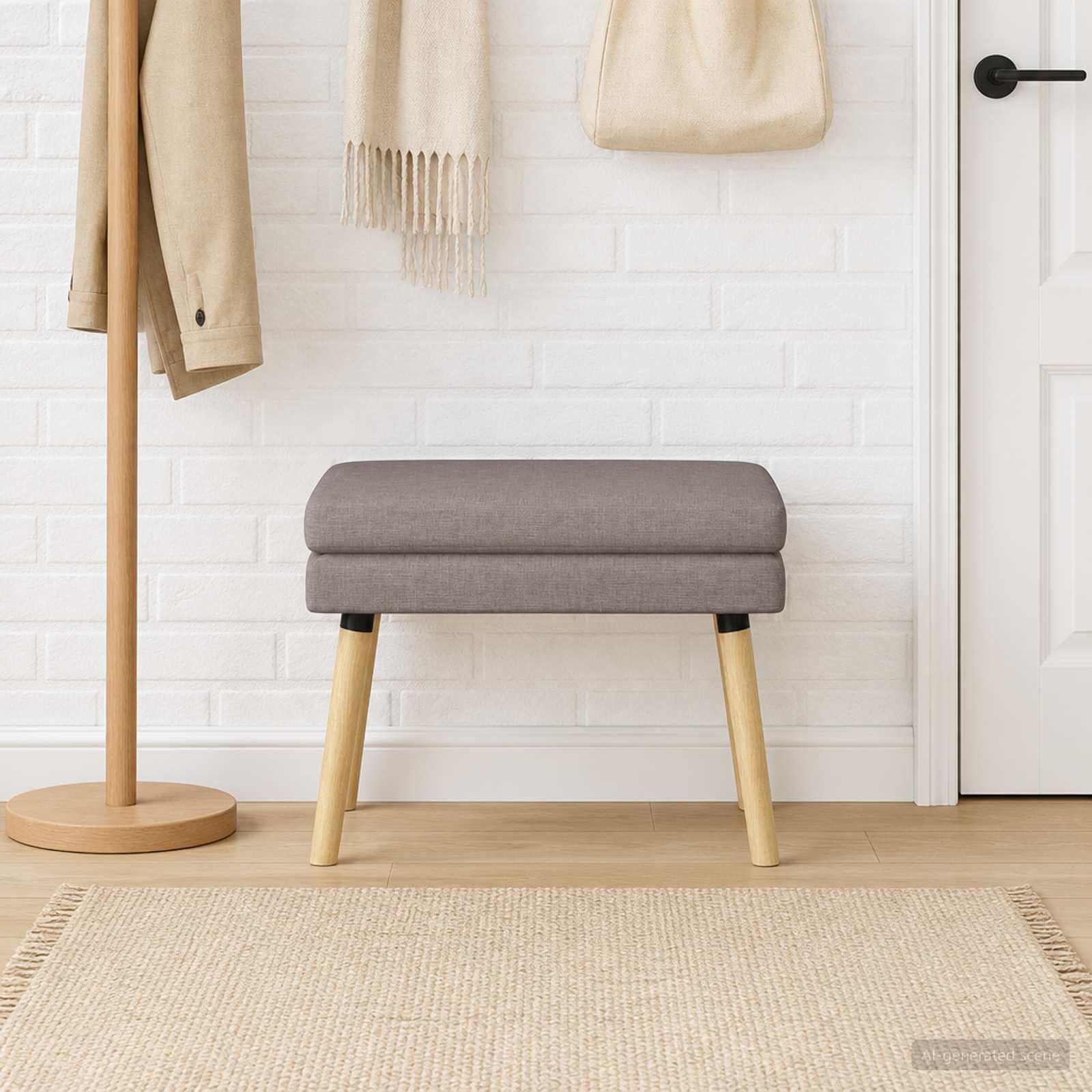 Banco de madera de doble capa para pasillo dormitorio y sala de estar tapizado