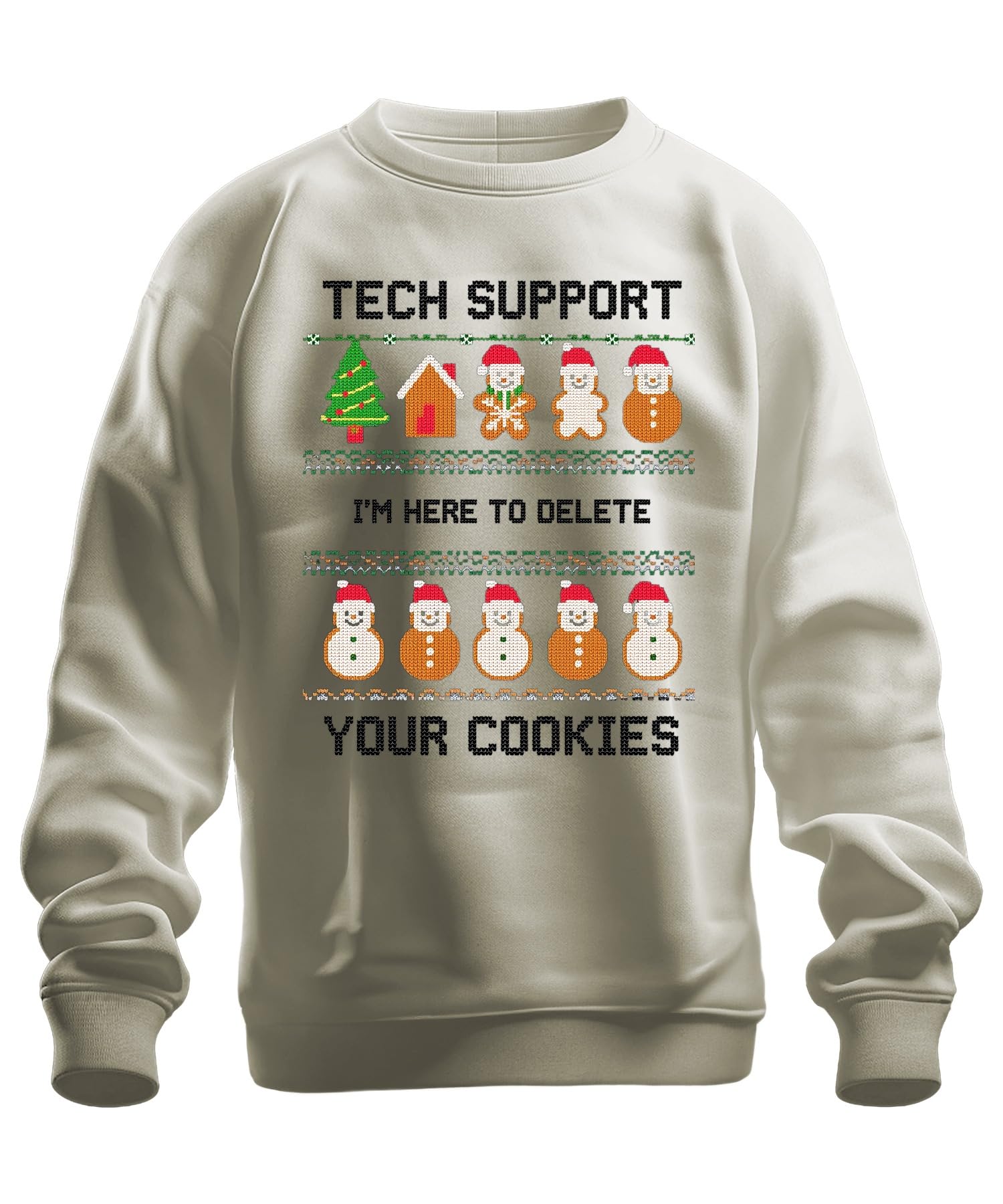 Printera Unisex Natural Tech Support I'm Here To Delete Christmas It Admin Geek Nerd Sweatshirt Pullover, Xl