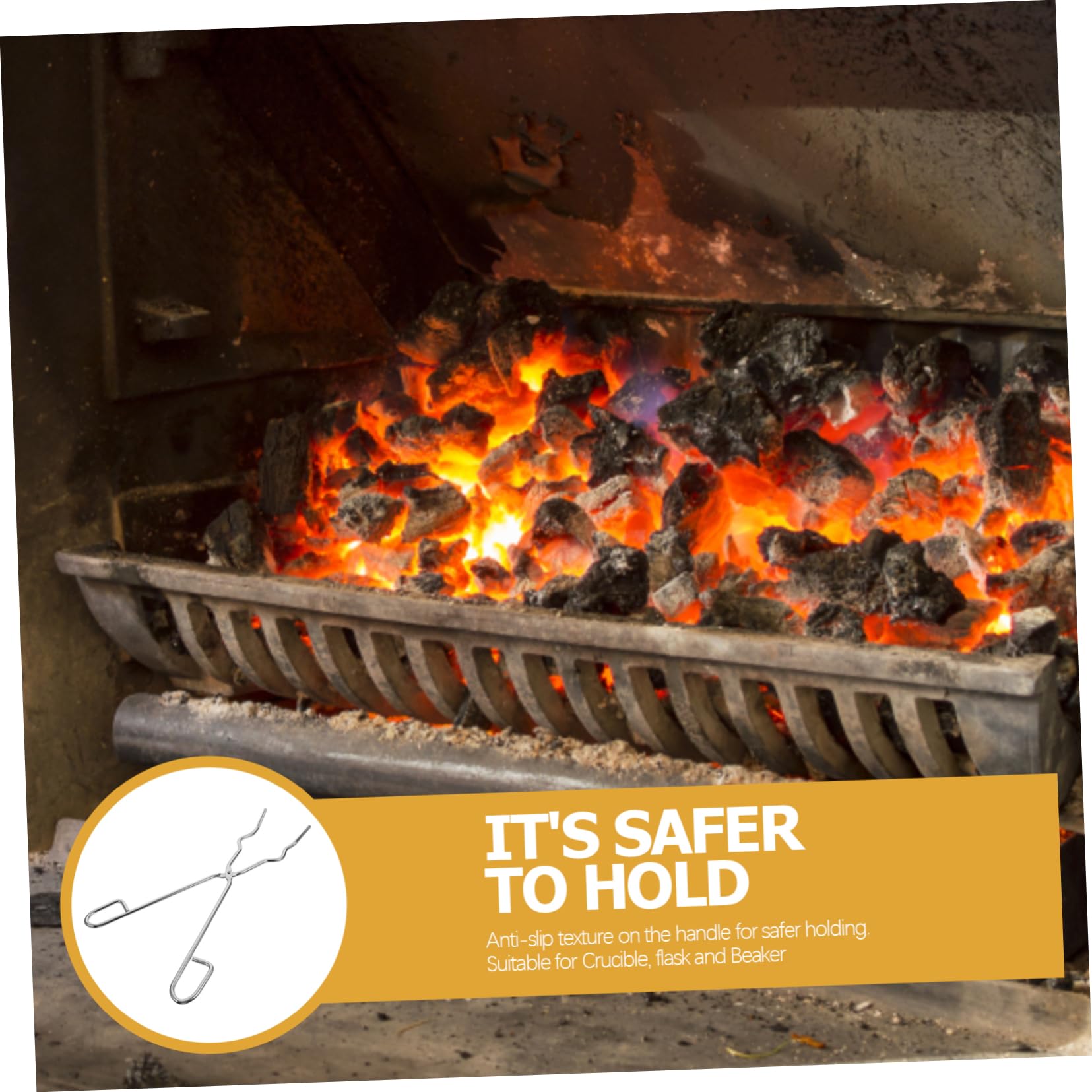 SOLUSTRE 35cm Chromium Plated Steel Beaker Flask Crucible Tongs Lab Accessory Slip Texture Handle