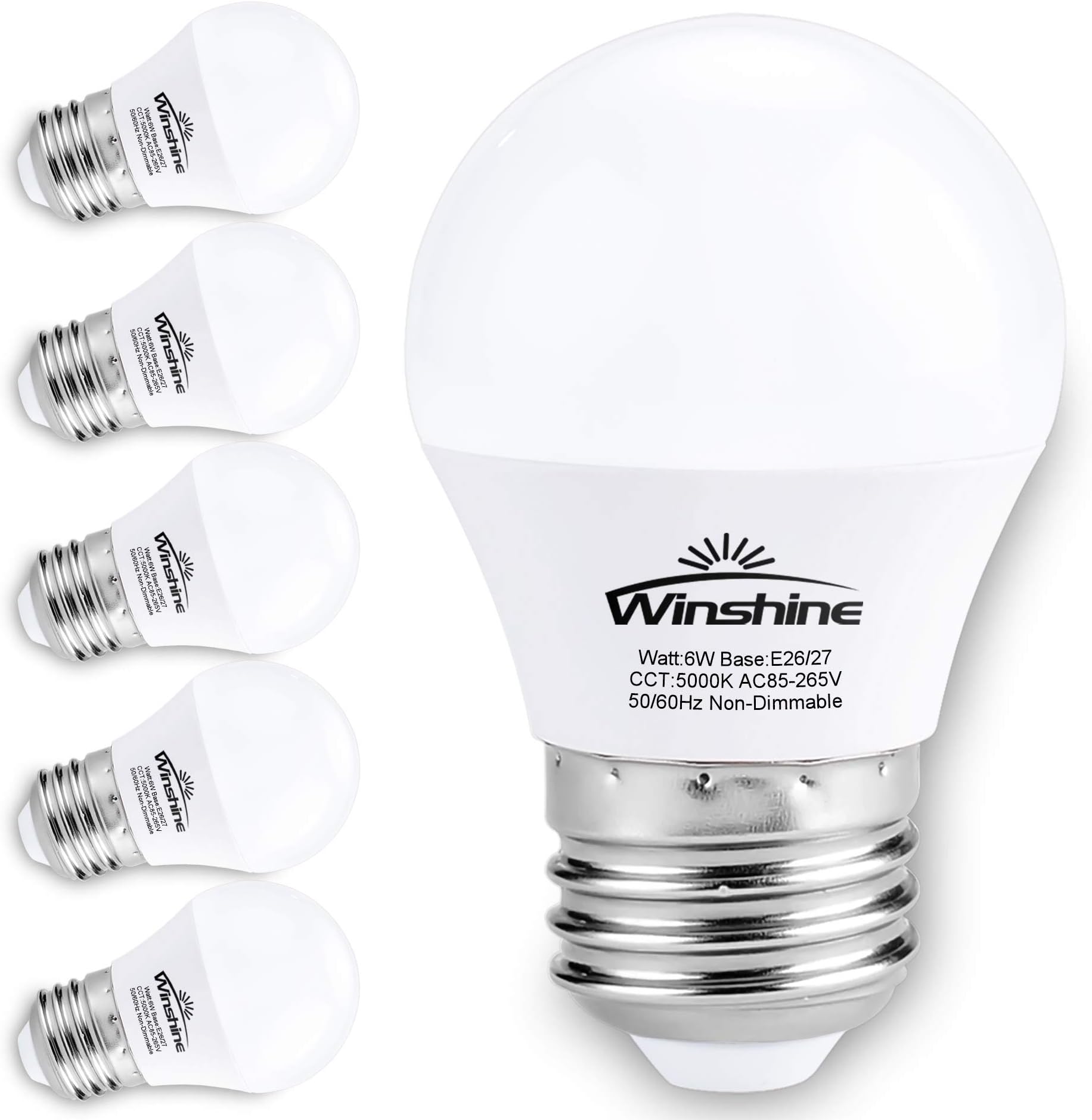 winshine E26 LED Light Bulb, 6W(60watt Equivalent) G45 Ceiling Fan