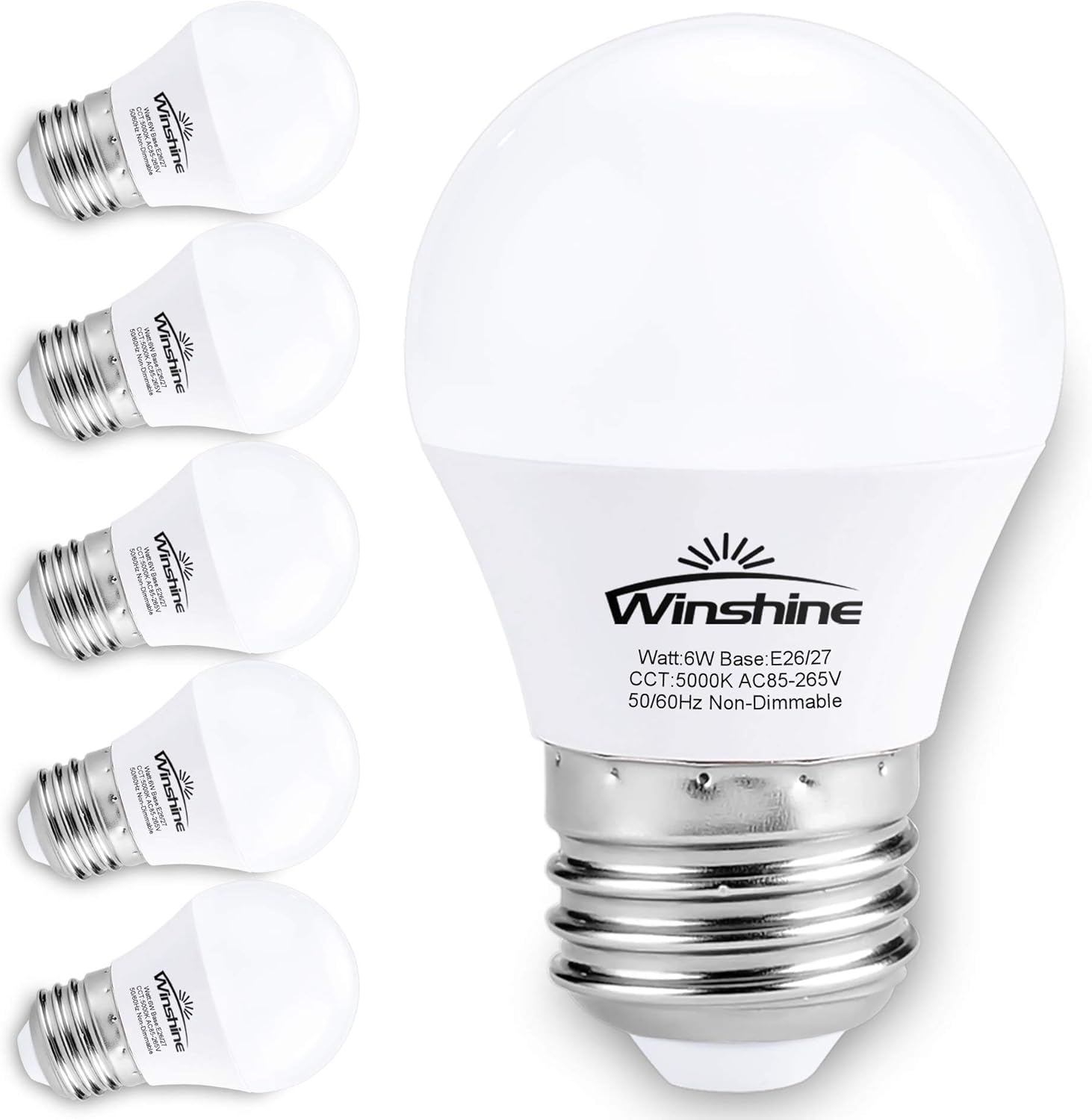 winshine E26 LED Light Bulb, 6W(60watt Equivalent) G45 Ceiling Fan
