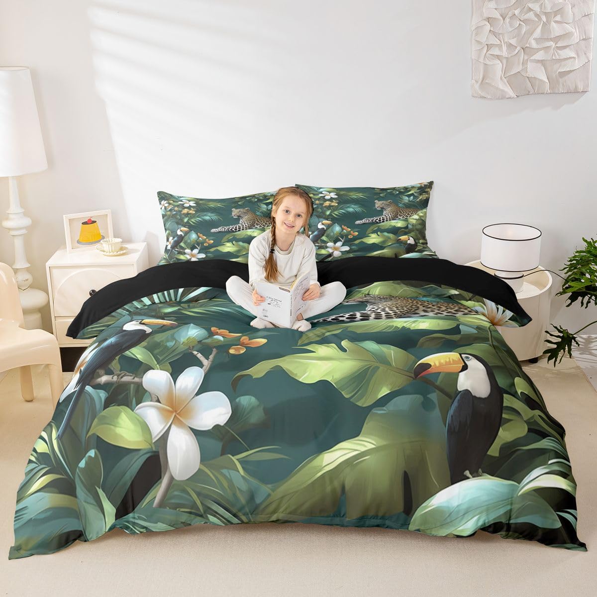Housse de couette plante tropicale pour transformer la chambre des enfants en jungle