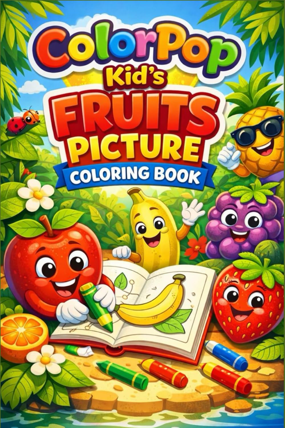 ColorPop Kid's Fruits Picture Coloring Book: Easy Coloring Pages That Boost Creativity, Color Recognition, and Early Learning for Toddlers & Preschool Kids