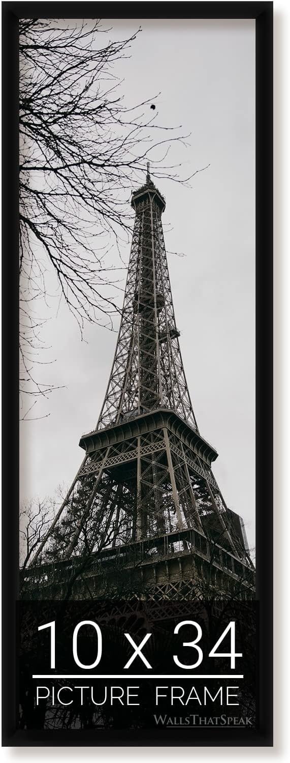Wallsthatspeak 10x34 Black Picture Frame for Posters, Photos, or Artwork
