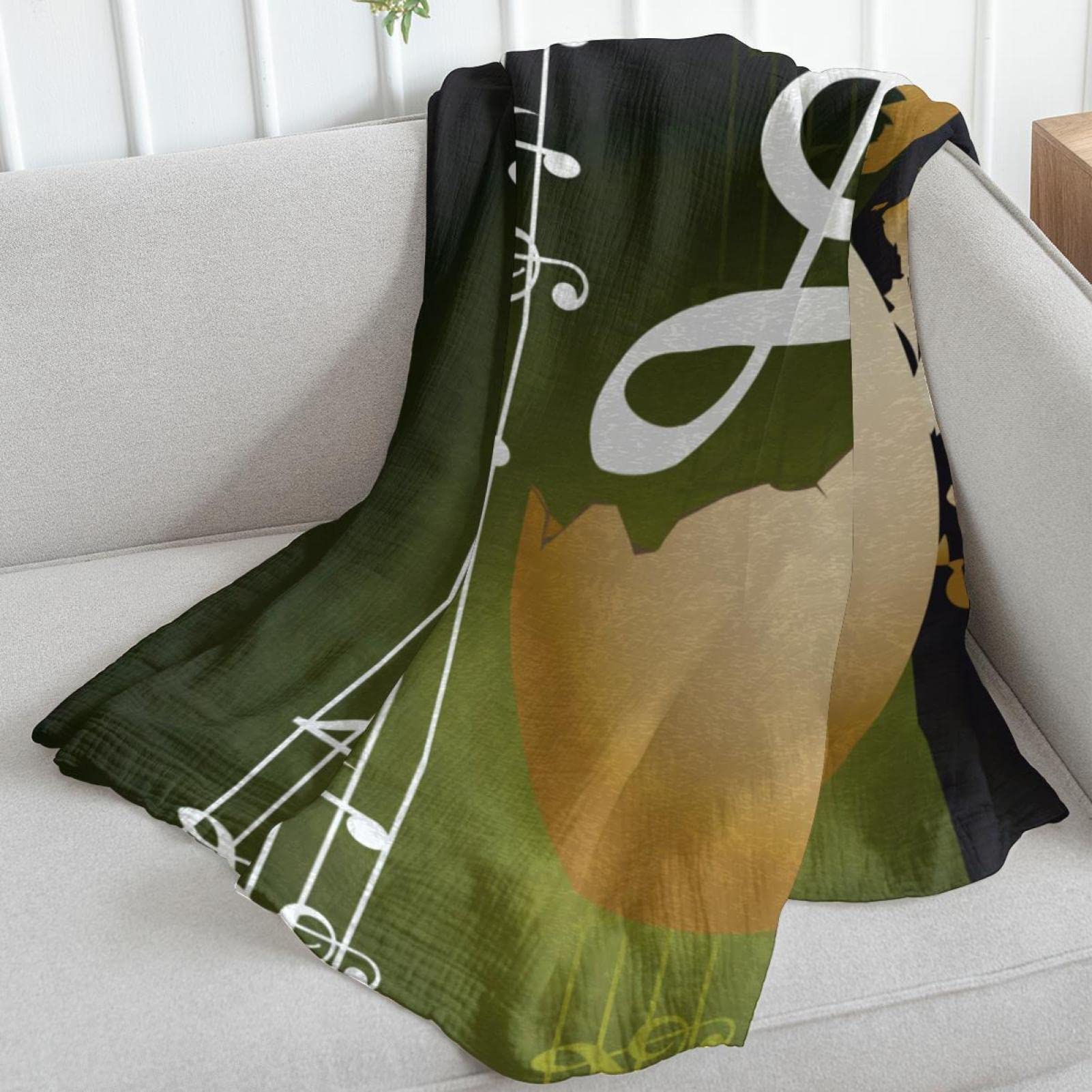 Coperta in pile per divano, divano o letto, accoglienti e morbide coperte retrò Egg Music