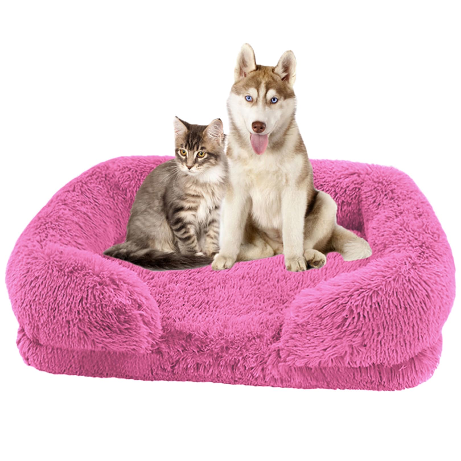 Yinghesheng Medium Dog Bed Washable, Orthopedic Memory Foam Pet Bed,Plush Dog Bed with Antiskid Bottom, for Small, Medium and Large Pets,Pink,L