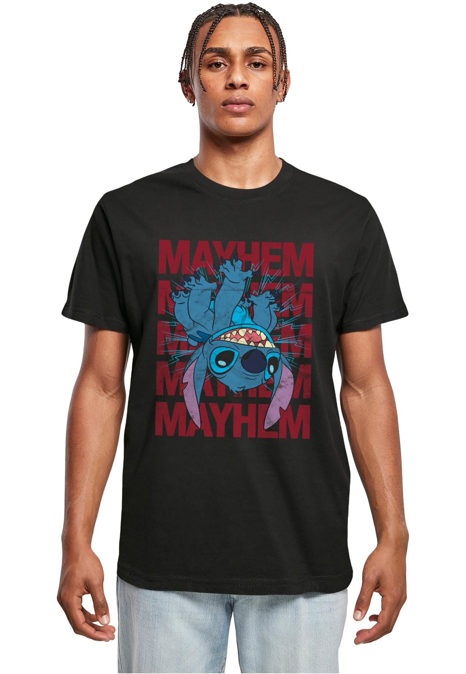 MERCHCODE Herren Mc1244-lilo & Stitch Mayhem Tee T-Shirt (1er Pack)