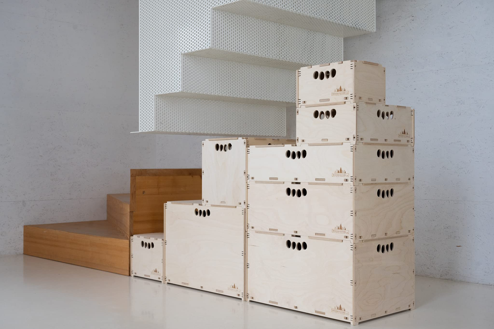 Werkzeugbox aus Holz Holzkiste Naturbelassen 40 x 30 x 23cm 21-Liter mit Deckel