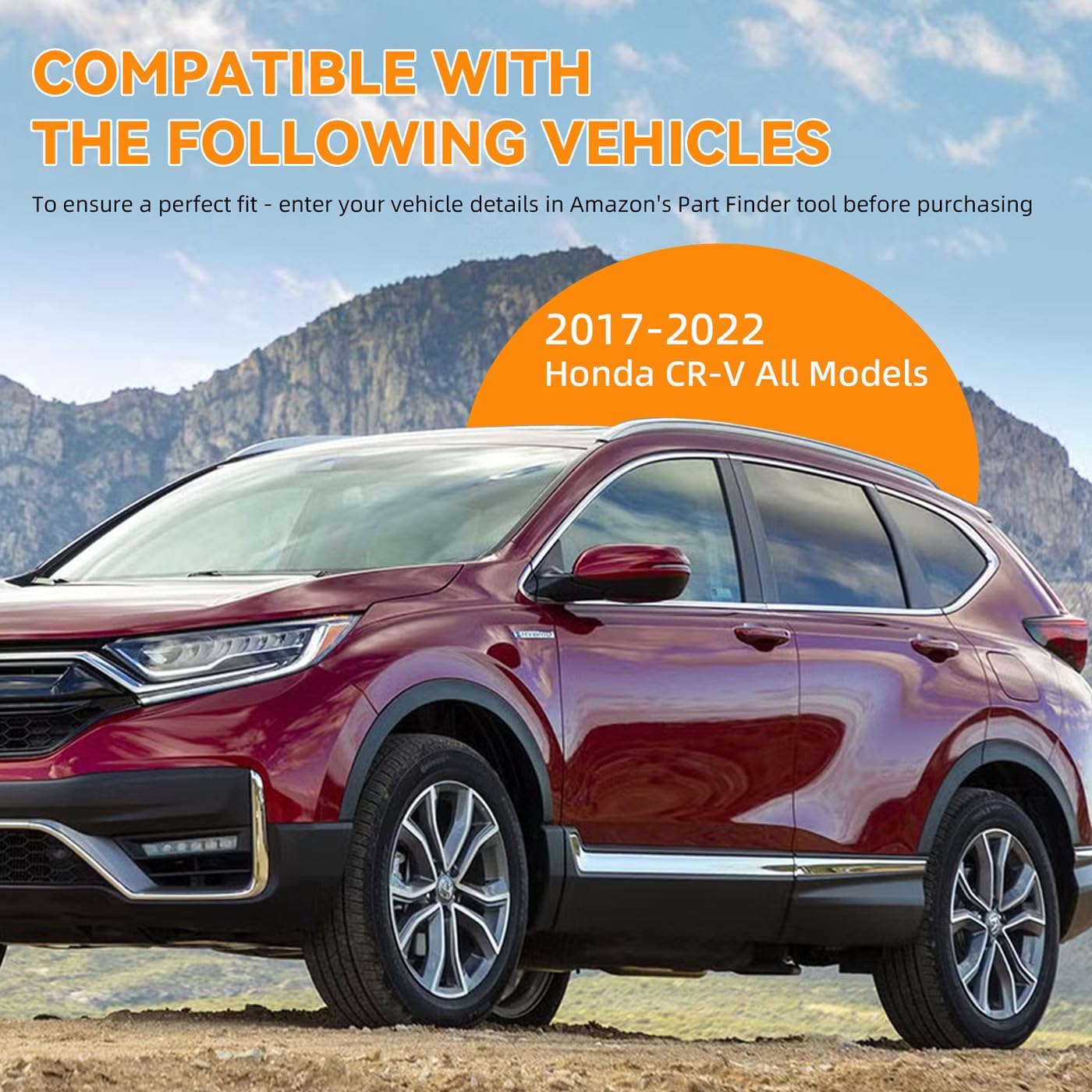 Deal 4-Piece Set Outside Mount Tape On/Clip On Type Smoke Tinted Sun/Rain Guard Vent Window Visors with Chrome Trim Compatible with 2017-2022 CR-V All Models
