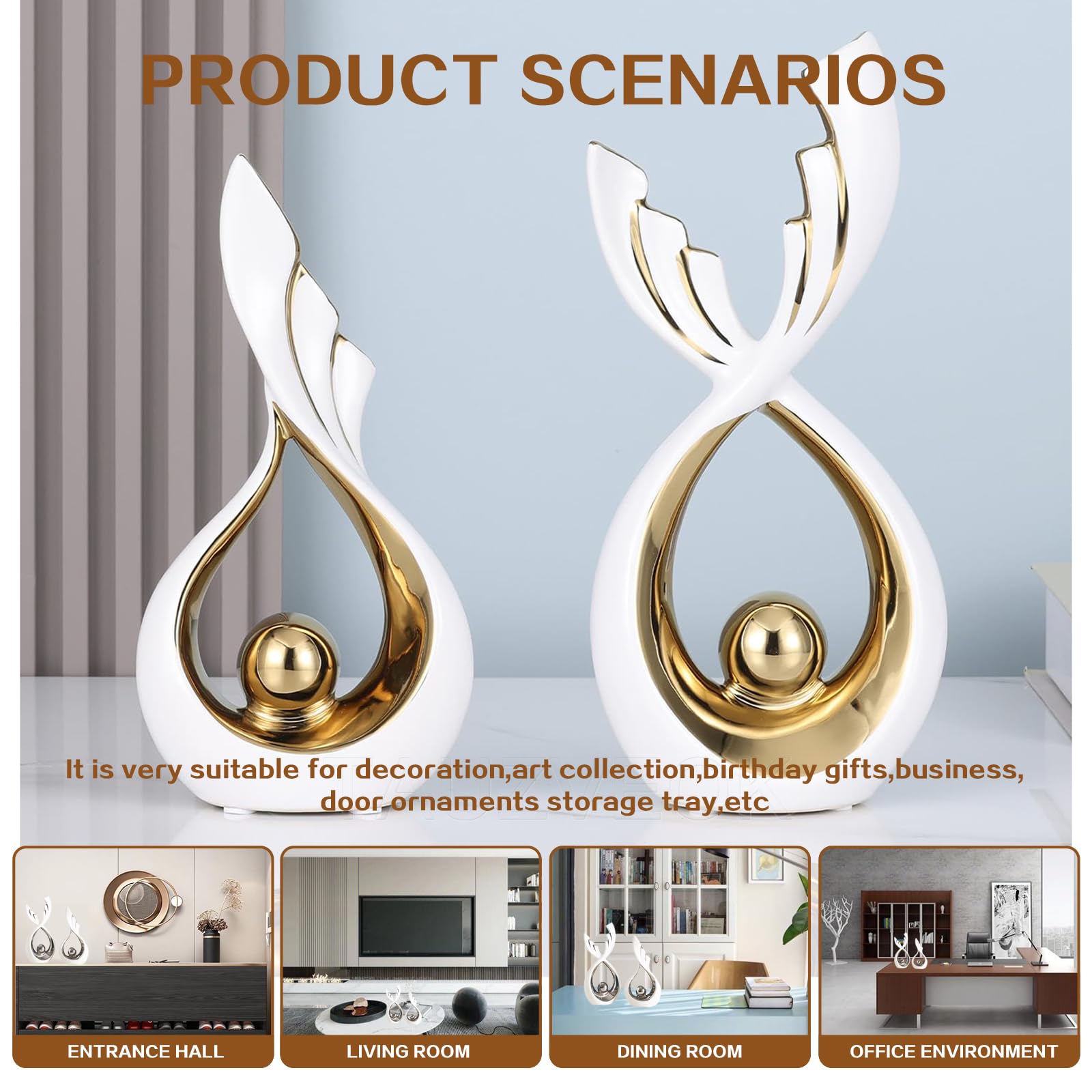 Escultura Decorativa Abstracta Moderna, cerámica Decorativa para Sala de Estar, para Oficina, Mesa, apartamento, Dormitorio, estatuas, Blanco, Grande