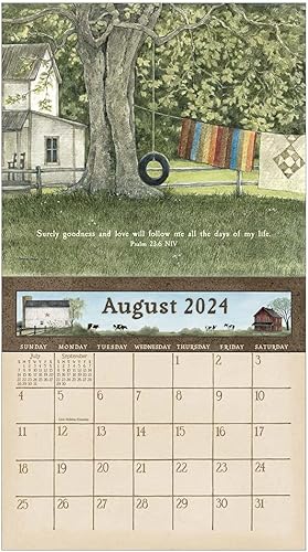 Miniatura 3 de Legacy Country Blessings - Calendario de pared colgante de papel verde 2024 de 13 x 12 pulgadas