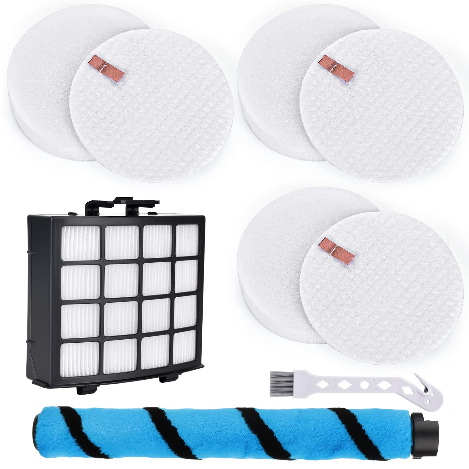 Filter Replacement Set for Shark Vertex DuoClean Upright Vacuum AZ2000 AZ2002 AZ2000W, Compare to Part # XHFAZ2000 XFFKAZ2000 1483FC2000, 1 Roller Brush + 1 HEPA + 3 Foam & Felt Filters