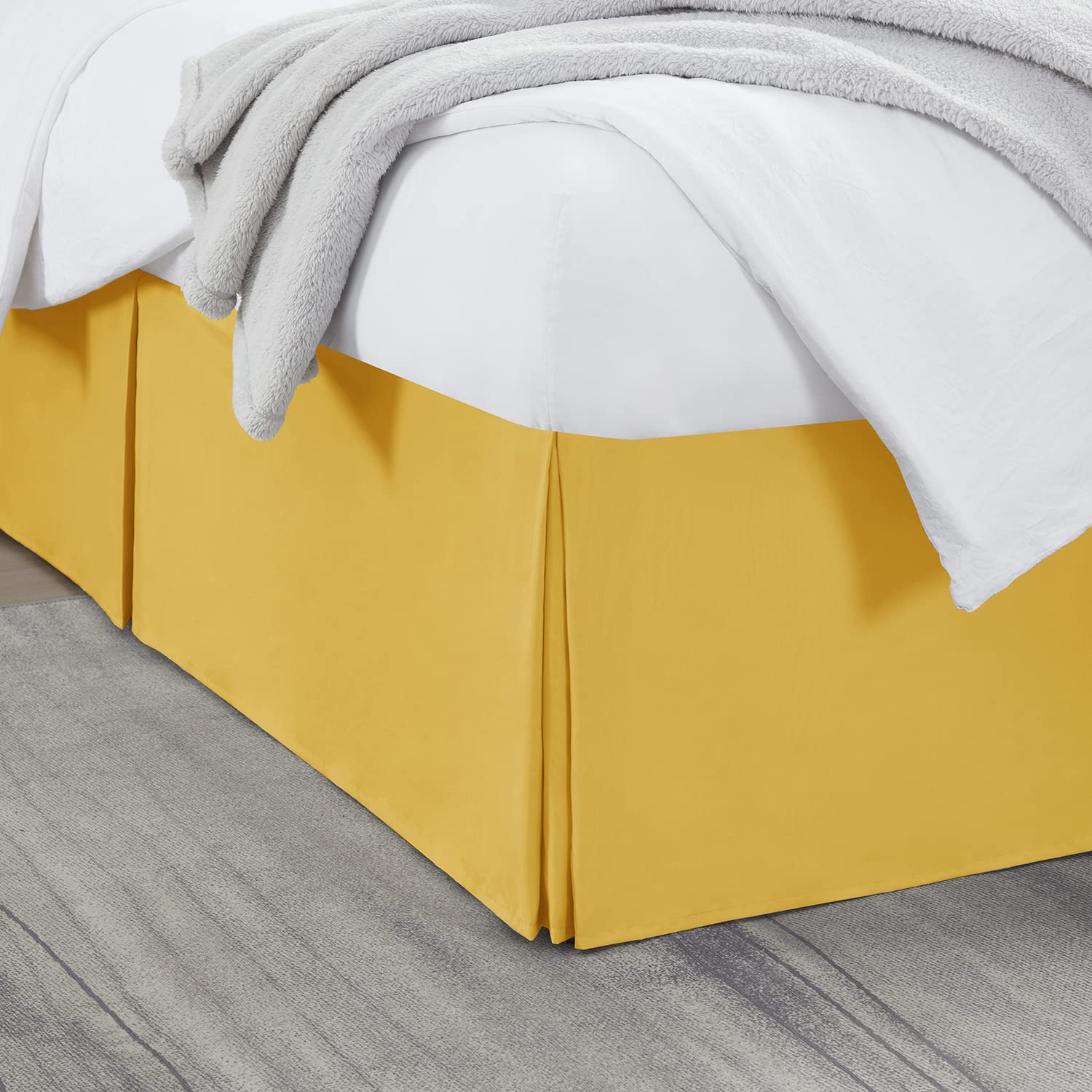 Nestl Yellow Full Bed Skirt - Full Size Bed Skirt 14 Inch Drop - Brushed Microfiber Bed Skirts - Hotel Quality Pleated Bed Skirt - Shrinkage & Fade