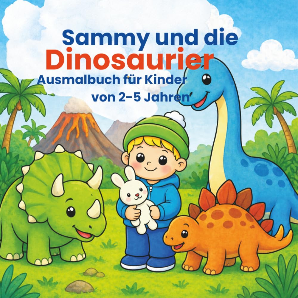 Sammy und die Dinosaurier: Ausmalbuch für Kinder von 2–5 Jahren (Sammy Abenteuer – Ausmalbücher für Kinder 2–5 Jahre)