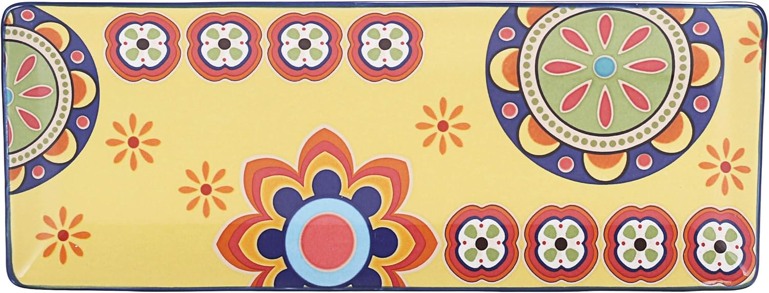  | Bico Tunisian Ceramic 14 inch Rectangular Serving Platter, Set of 2, for Serving Salad, Pasta, Cheese, Ham, Appetizer, Microwave & Dishwasher Safe: Platters