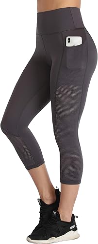RAYPOSE Leggings de entrenamiento para mujer con bolsillos, talla grande, para gimnasio, cintura alta, pantalones de yoga capri con corte de malla disponible en Yaxa Peru
