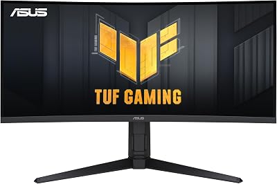 ASUS VG34VQL1B TUF 34 Inch Curved Gaming Monitor - WQHD (3440x1440), 165Hz, 1ms, Extreme Low Motion Blur, FreeSync Premium, Eye Care, Height Adjustable, DisplayHDR 400, DisplayPort, HDMI, USB