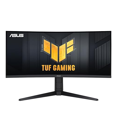 ASUS TUF 34 Inch Curved Gaming Monitor - WQHD (3440x1440), 165Hz, 1ms, Extreme Low Motion Blur, FreeSync Premium, Eye Care, Height Adjustable, DisplayHDR 400, DisplayPort, HDMI, USB - VG34VQL1B - 34" Curved QHD 165Hz Height Adjustable