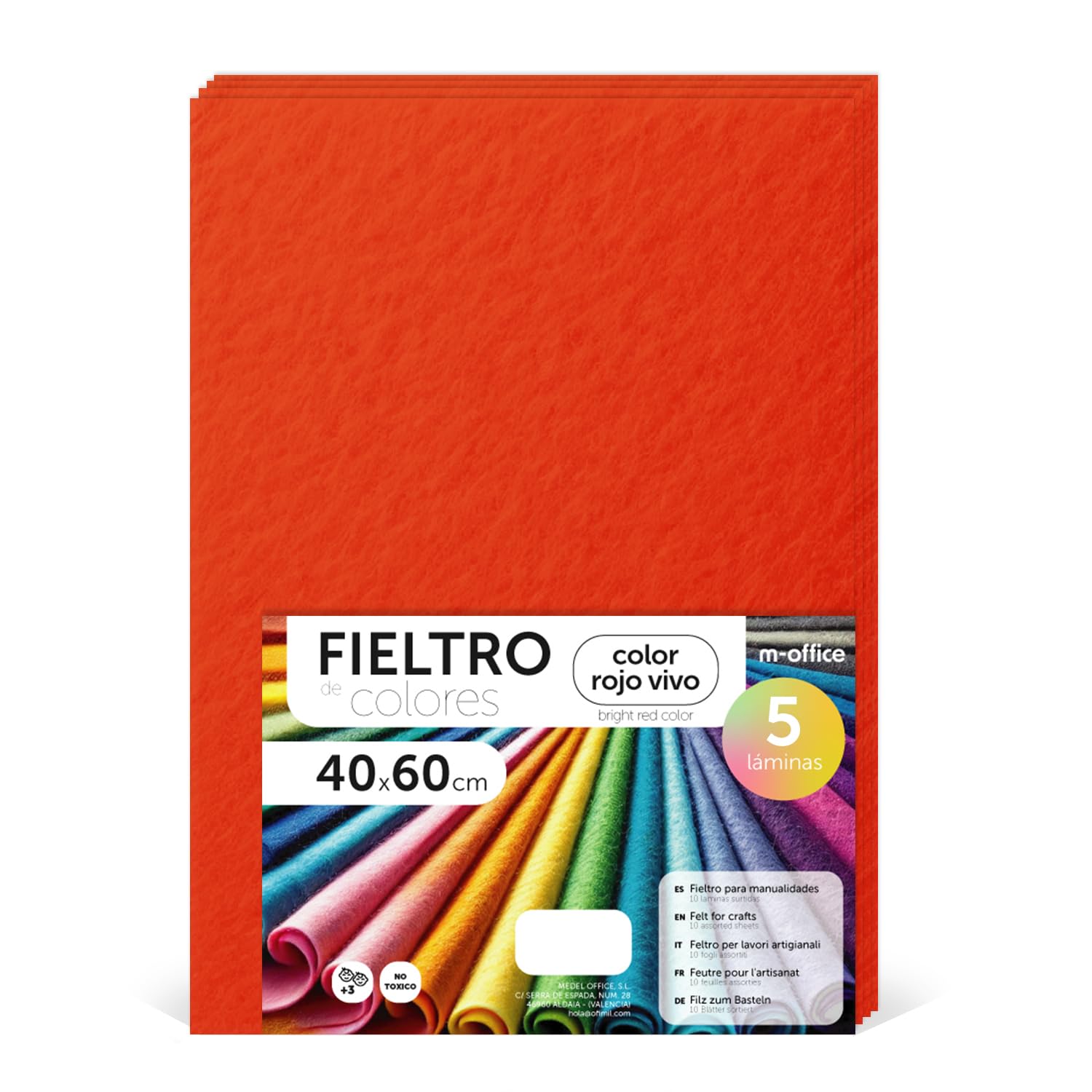 Fieltro para Manualidades, Fieltro de Colores, Suave y Flexible, Material para Costura, Telas Patchwork, Ideal para proyectos DIY, artesanía o decoración, 20x30cm - m-office (rojo, 10 uds) — view 158