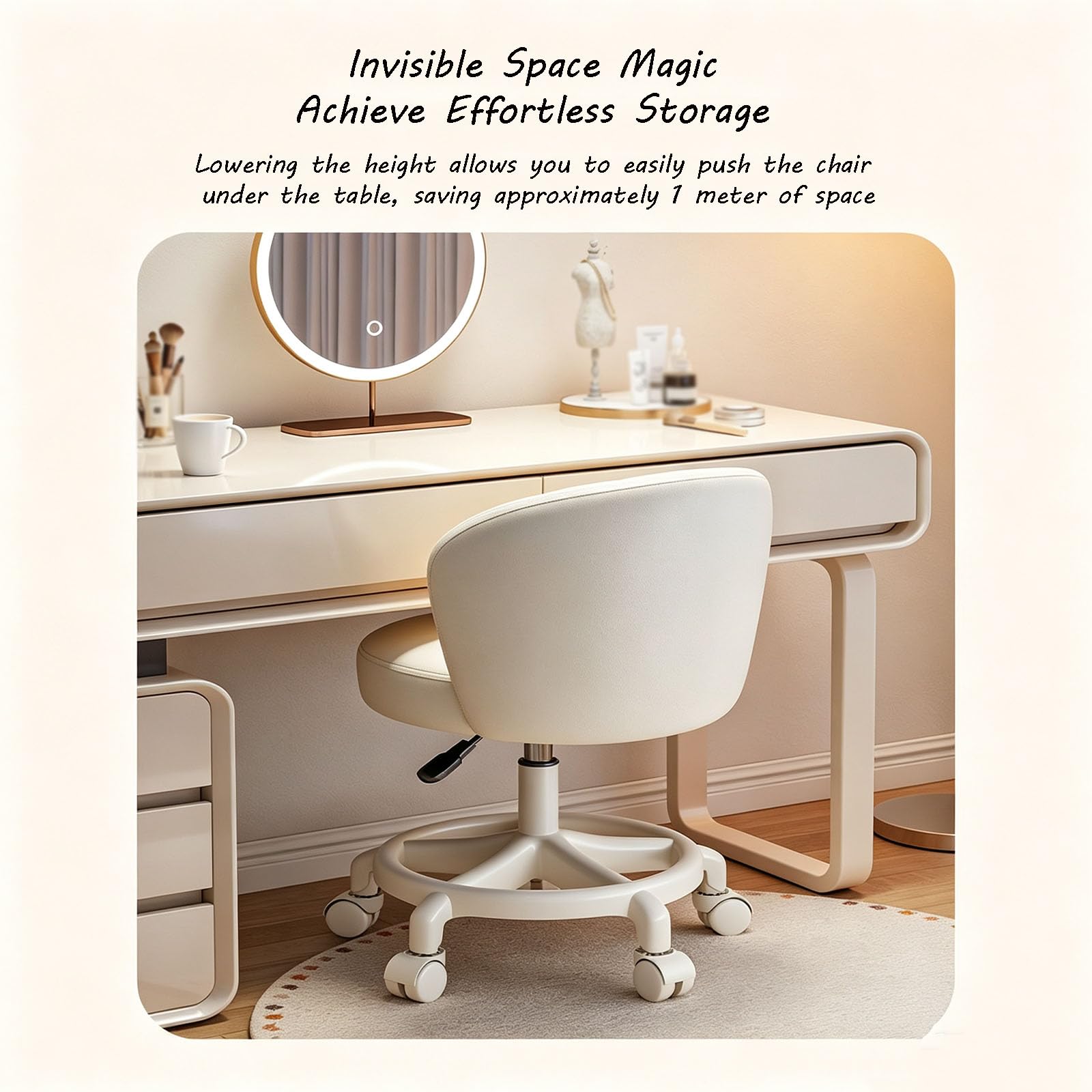 Taburetes Giratorios con Reposapiés, Silla con Ruedas (Grey,Bstyle-5star Foot)