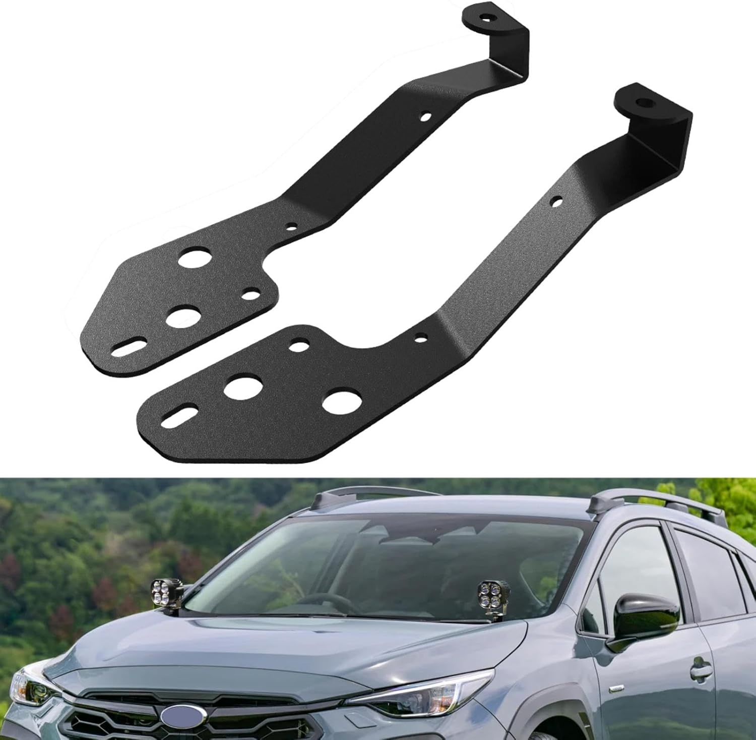 JERBOR Ditch Light Mounting Brackets Kit for Subaru Crosstrek 2024 2025, Upper Hood Hinge Ditch Side Pillar Led Light Pod Mount Bracket