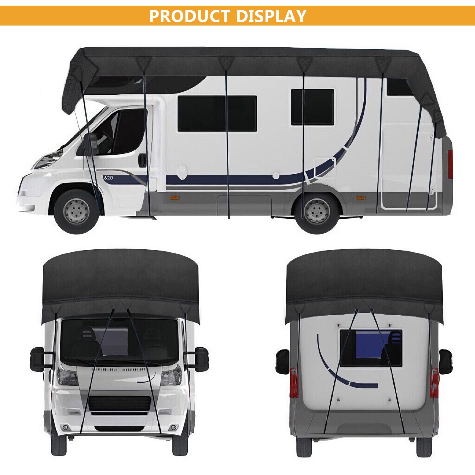 Wohnwagen Abdeckung, 210d Oxford Gewebe Wohnwagenplane, wasserdichte, Wind- und SchneegeschüTzte Wohnwagen SchutzhüLle, Uv Protector Abdeckplane mit Festband für Verschiedener Wohnmobile (8.5x3m)