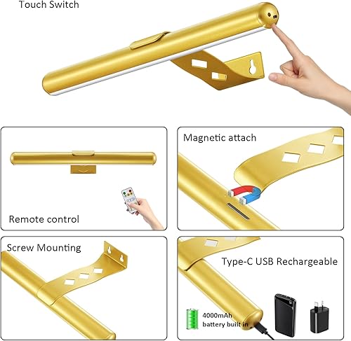 Miniatura 2 de VIGMOJ Luz de imagen inalámbrica funciona con pilas, luz de pintura recargable con control remoto, lámpara de exhibición de luz de arte de metal, 3