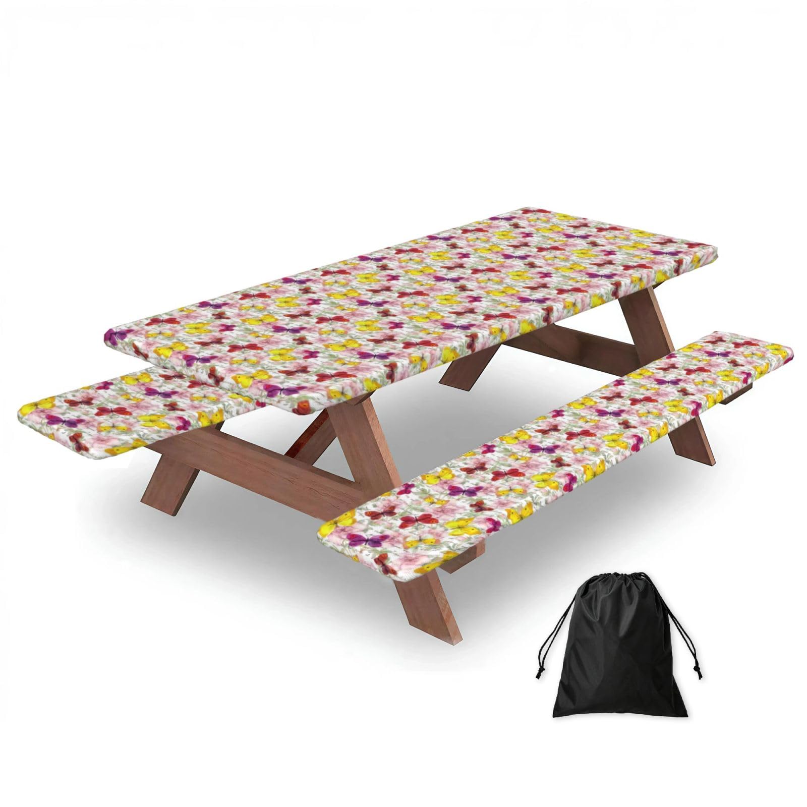 PPHGUT Butterfly Print Picnic Table Bench Cover Set Outdoor Garden Bbq Protector For Family Camping