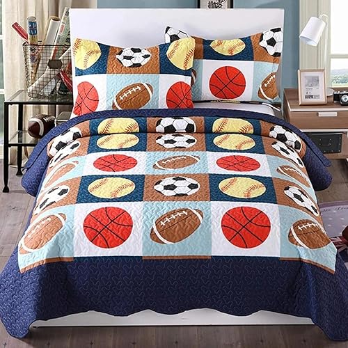 MarCielo Juego de colcha para niños, manta para adolescentes, niñas, niños (tamaño matrimonial, jugador)