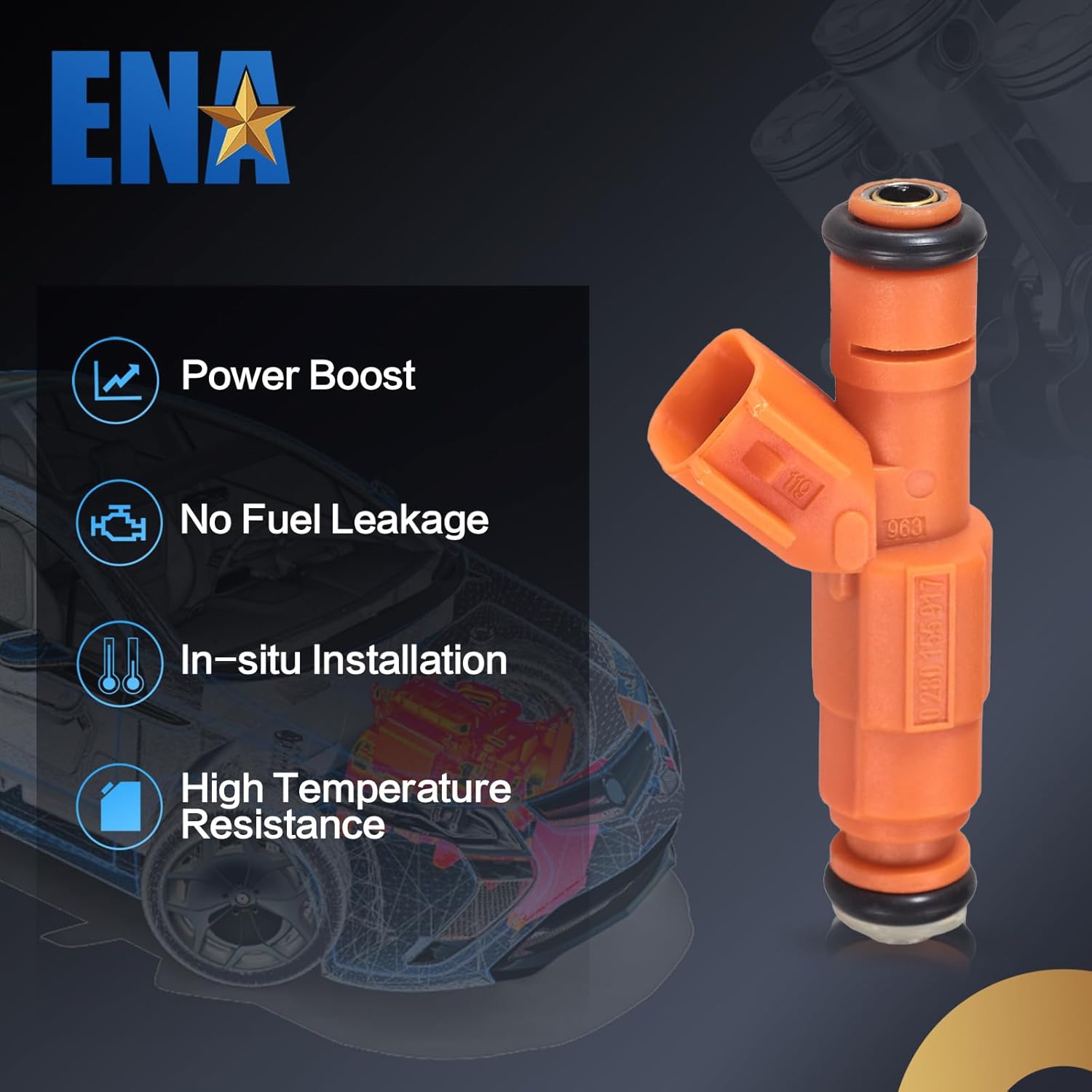 ENA 4 Holes Fuel Injectors Compatible with Lincoln Town Car Mercury Grand Marquis Ford Crown Victoria 2000 2001 2002 2003 2004 V8 4.6L Gas Set of 8 Replacement for 0280155917