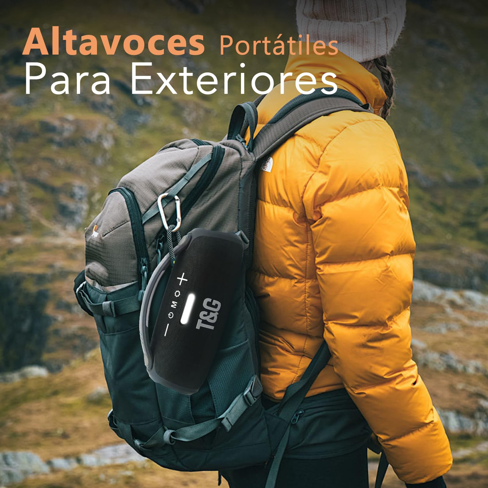 EASY SPEED Altavoz Bluetooth Potente 5.3,Altavoces Bluetooth Impermeable,Conexiones USB (Tipo-C), Aux, Radio FM,Alcance 10 Metros,para Exterior,Negro