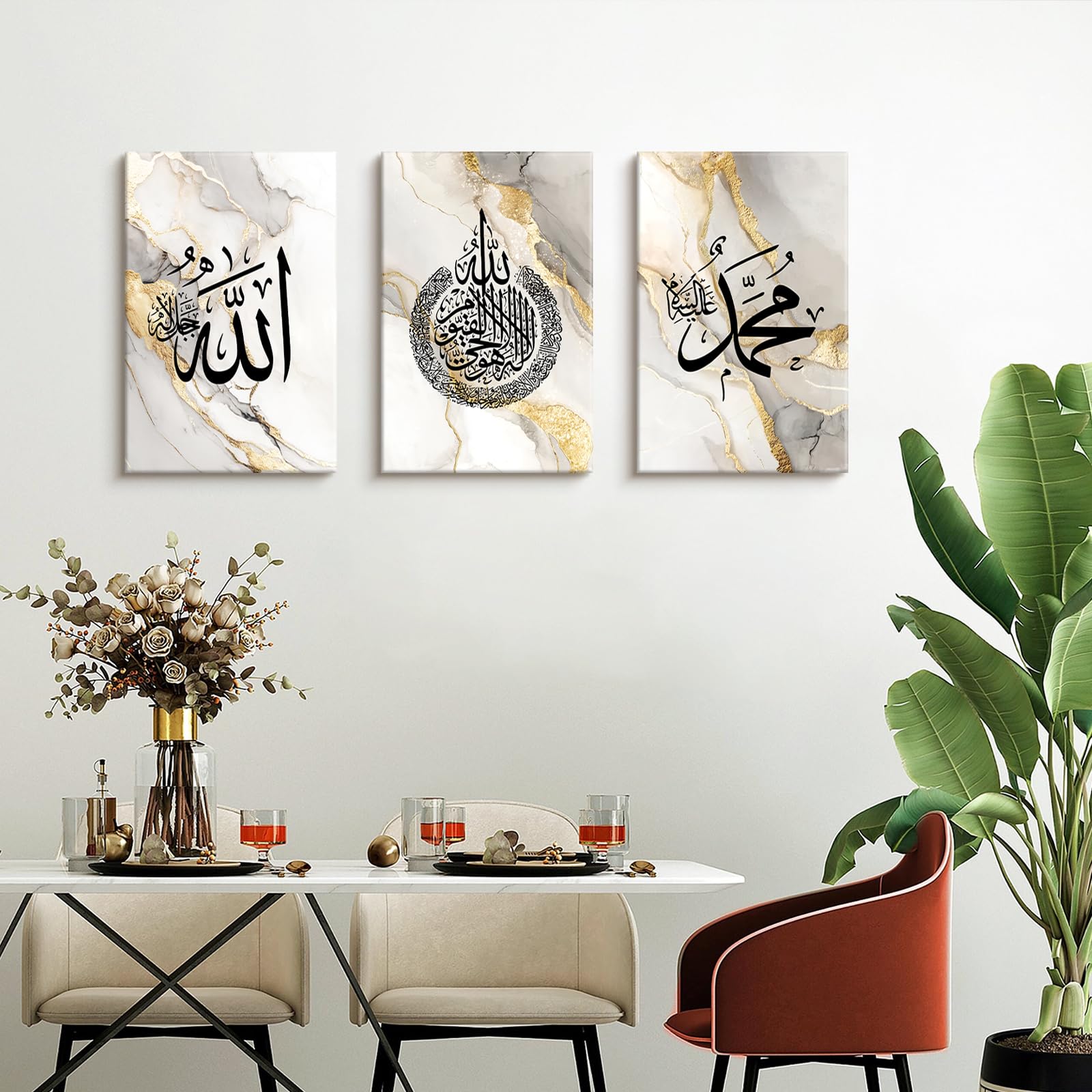 3 Pcs Wooden Framed Canvas Wall Art Set Bohemian Sage Green Canvas Prints Poster Geometric Line Beige Green Pictures for Living Room Bedroom Dinning Room Hallway Stairs Wall Decor 30x40cm x3pcs — view 493