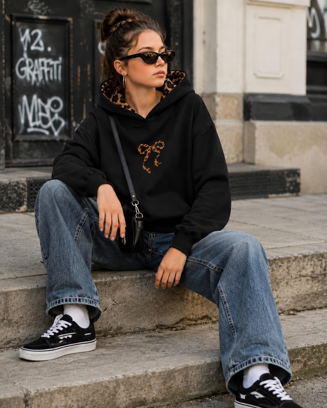 9-16Y Girl's Leopard Hoodies Long Sleeve Pullover Tops Thick Sweatshirts (Fleece Lined)