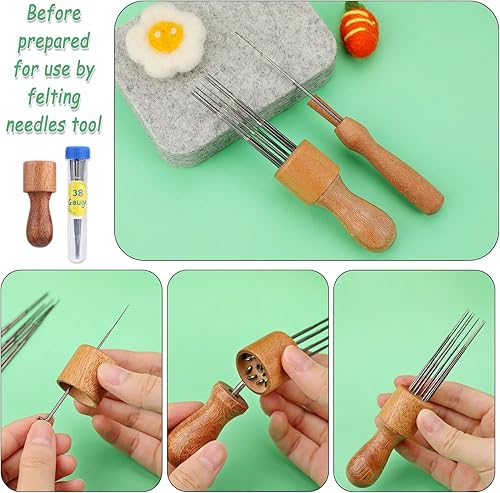 Miniatura 3 de Nitlak Kit de fieltro de aguja de 20 colores, kit de inicio de fieltro de aguja, kit de fieltro de lana para principiantes, con herramienta de