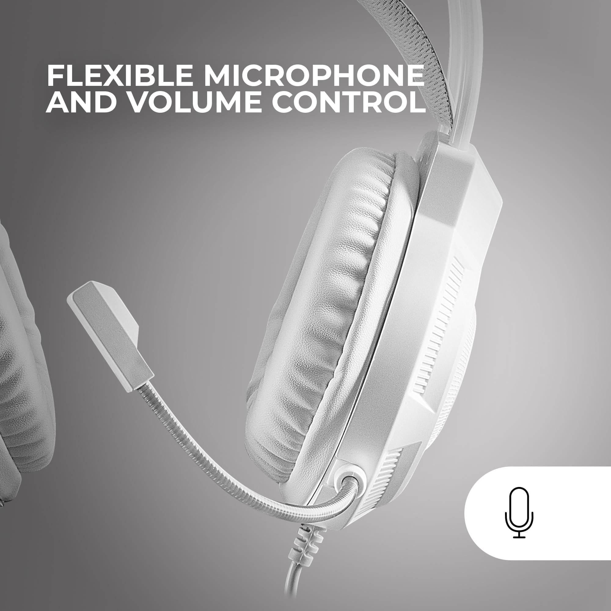 Mars Gaming MH124, Auriculares Gaming FRGB Rainbow, Diseño Ergonómico, Micrófono Flexible, Control de Volumen, Windows, Linux, Mac, PS4, PS5, Xbox One, Xbox Series X|S, Switch, Switch 2, Blanco - 5