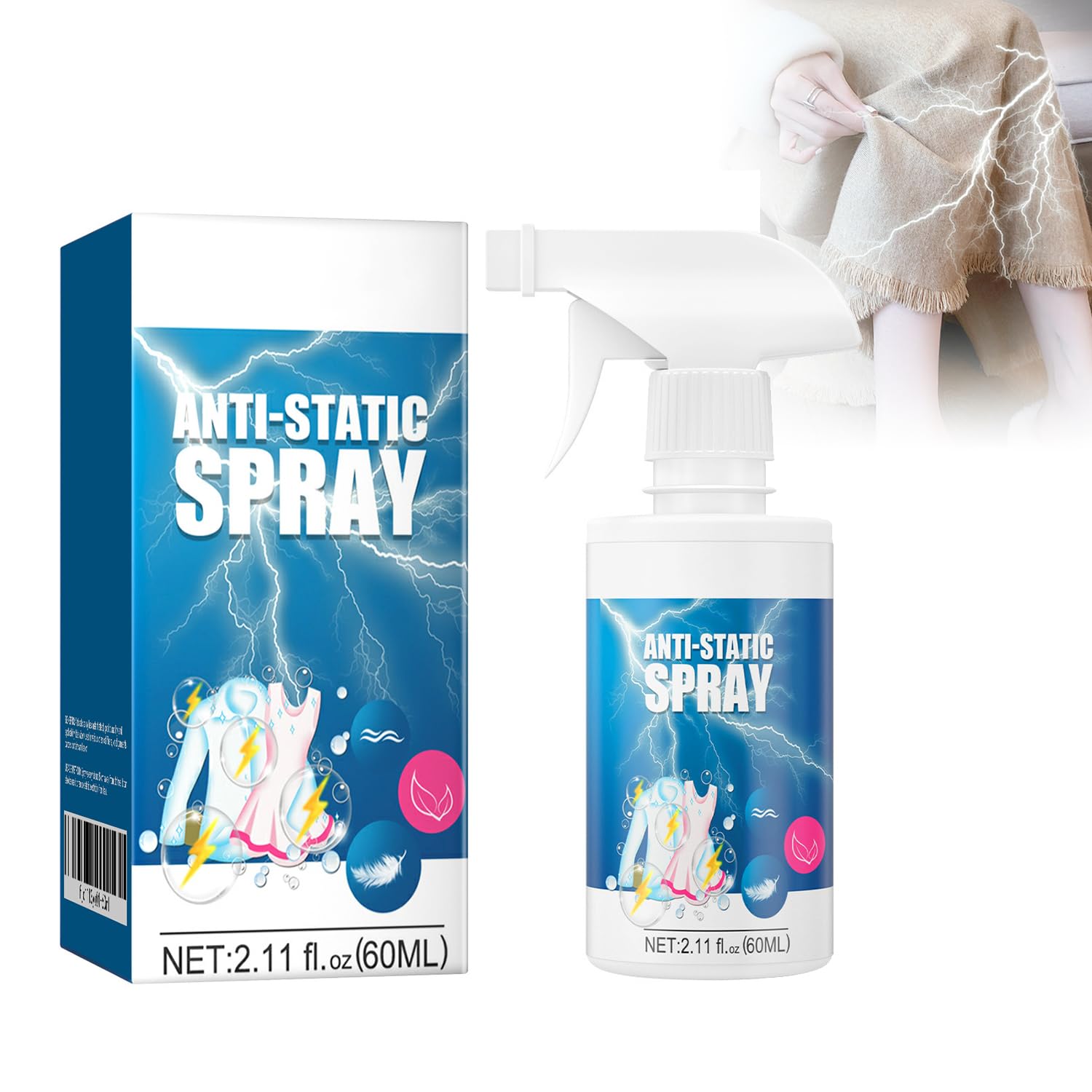 Spray Antipiega Vestiti, Spray Antistatico per Indumenti, Spray Stira Vestiti Senza Ferro, Riduce L'elettricità Statica, Rimuove Rapidamente le Pieghe, Risparmia Tempo di Stiratura (120 ml
