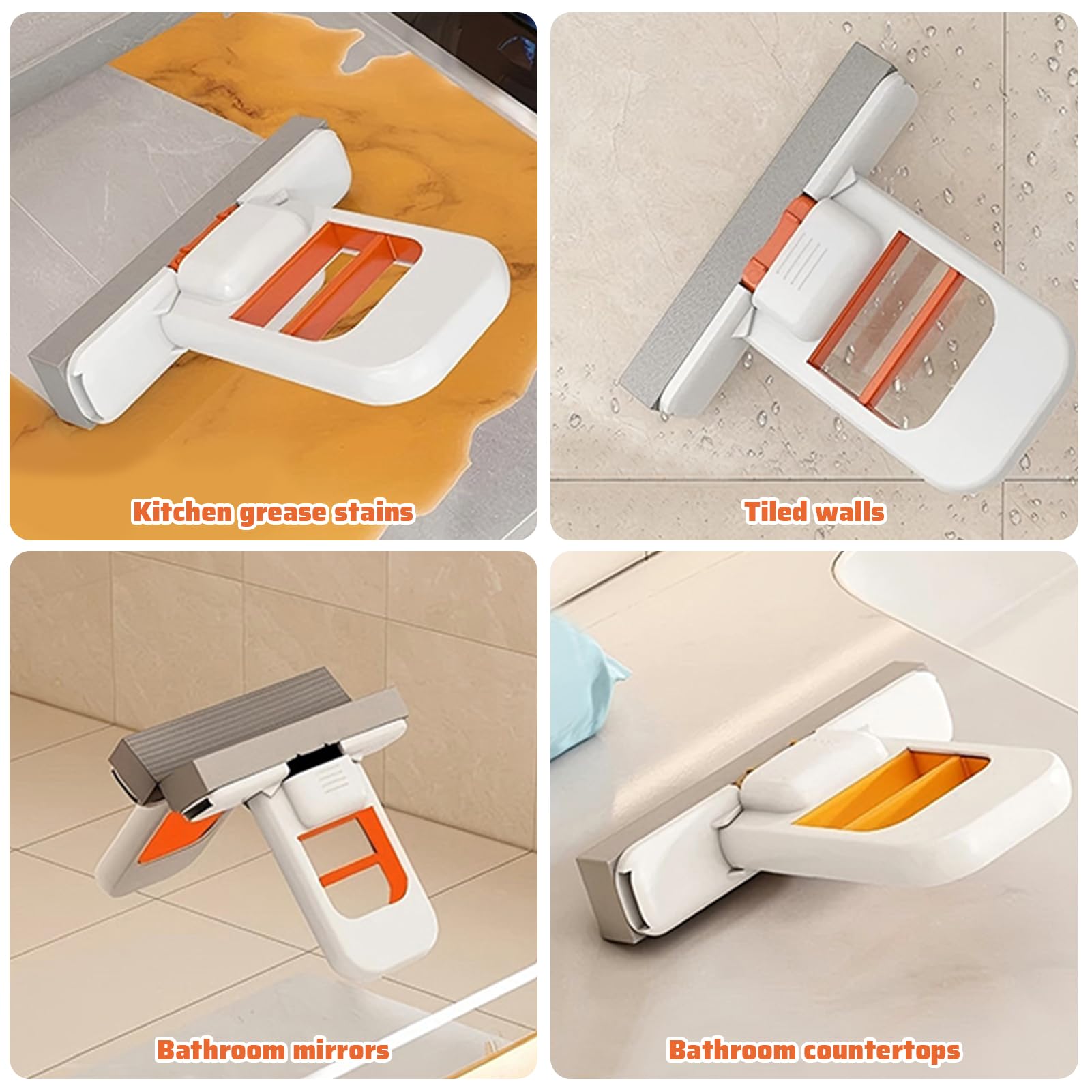 Mopa para espacios pequeños, mini fregona plegable de escritorio con cabezal de esponja, esponja autoescurrible, mopa de limpieza en seco y húmedo para cocina y baño (2 unidades)
