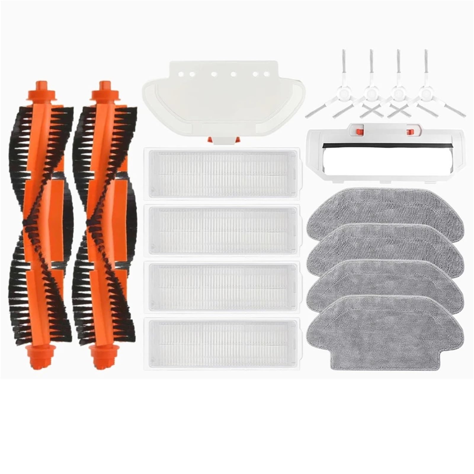 Accesorios de fregona con Filtro de Cepillo Lateral Principal, Piezas compatibles con Robot Aspirador Xiaomi S10 S12 T12 B106GL / Mop 2S XMSTJQR2S / 3C B106CN(18pcs Set)