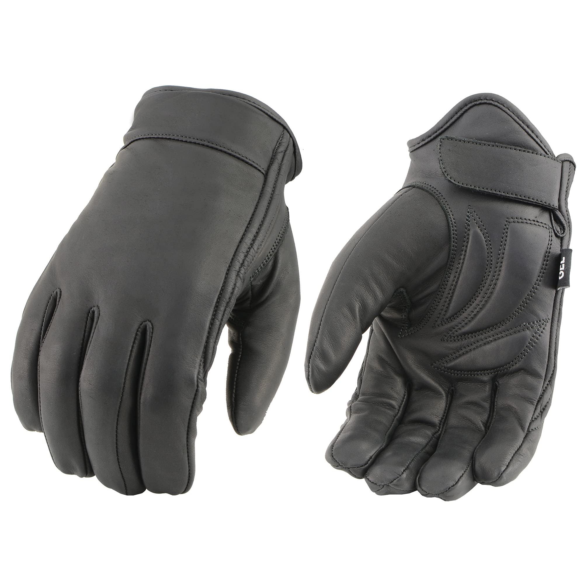 Milwaukee Leather Mens Black Leather Waterproof Cruiser Gloves with Gel Palm - MG7522