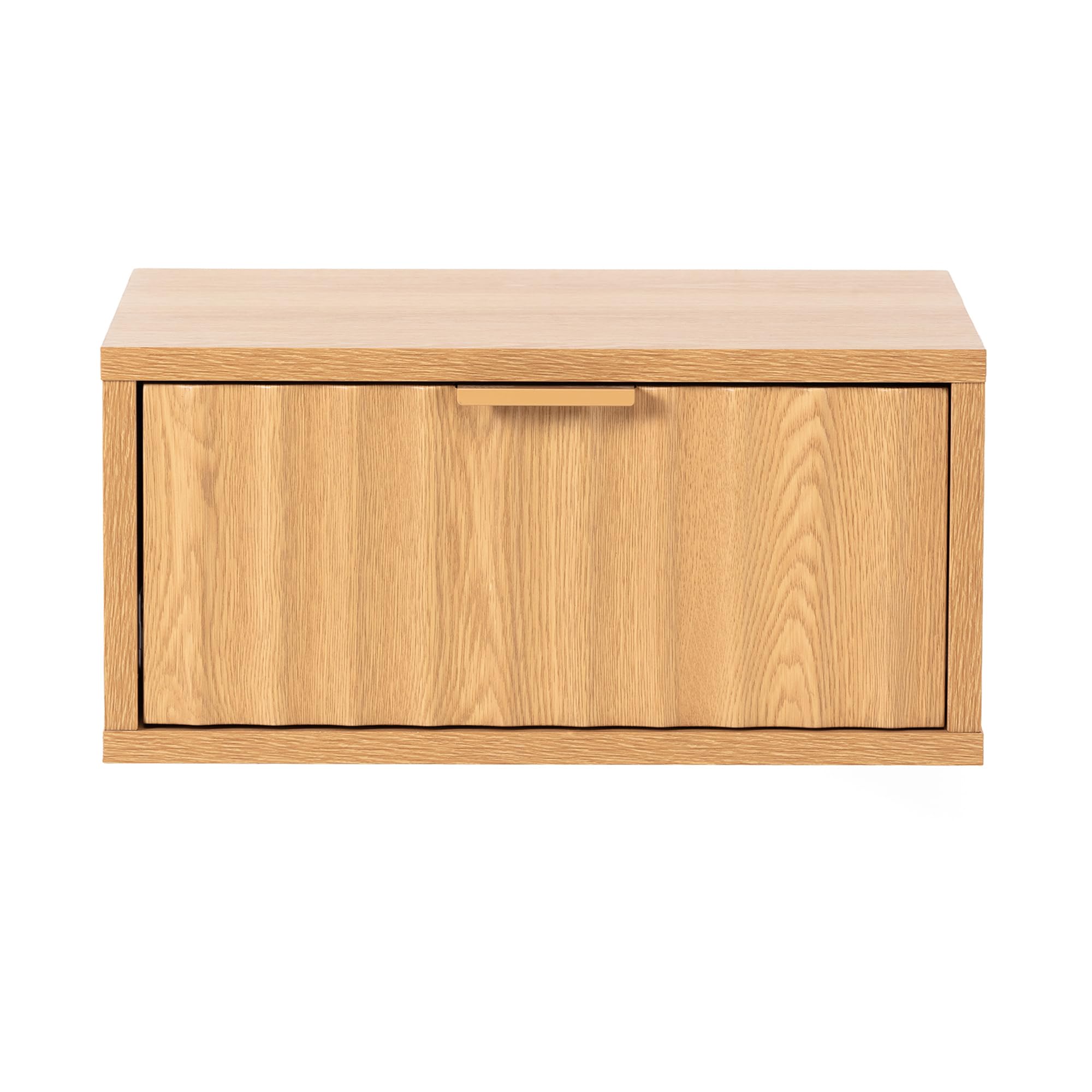 HOMN LIVING Juego 2 mesitas de Noche flotantes Lluvia 1 cajón Color Roble, 40 cm (Ancho) 35 cm (Profundo) 19 cm (Altura)