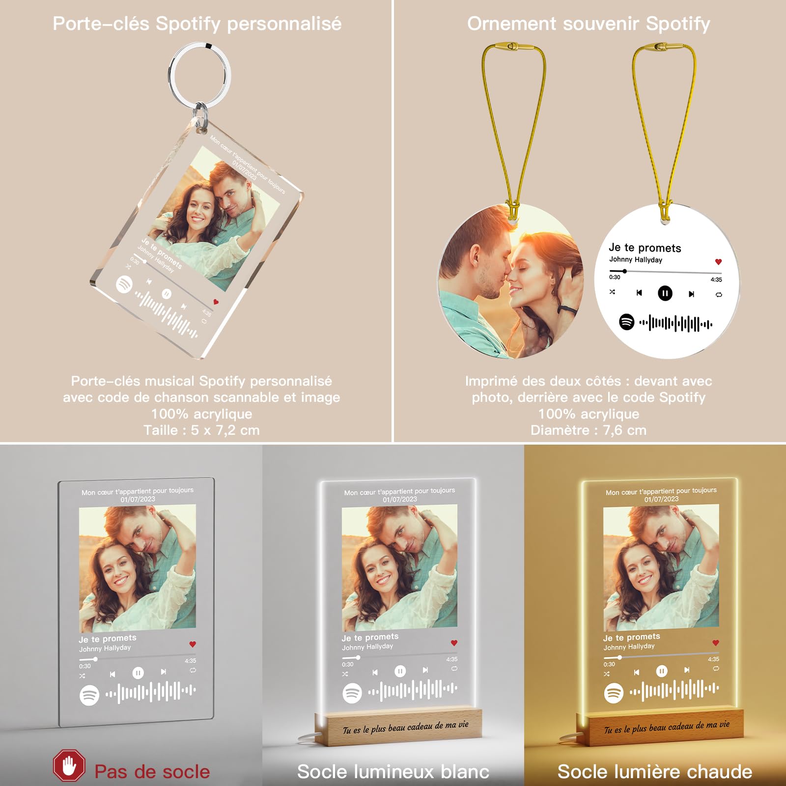 Plaque Spotify Photo Personnalisée - Cadre De Chanson Personnalisé En