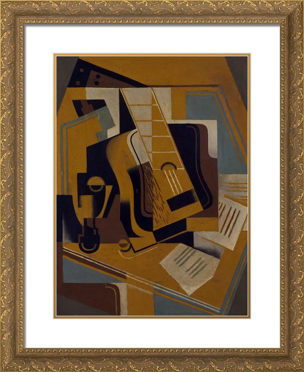 ArtDirect Gris, Juan 20x24 Gold Ornate Framed Art Print with Double Matting Titled: Yellow Still Life