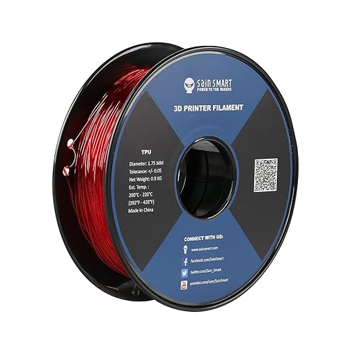 Vista 33 de Bobina de filamentos para impresoras 3D SainSmart, 0.06 pulgadas, flexible, TPU, 1,7 libras, Negro, 1