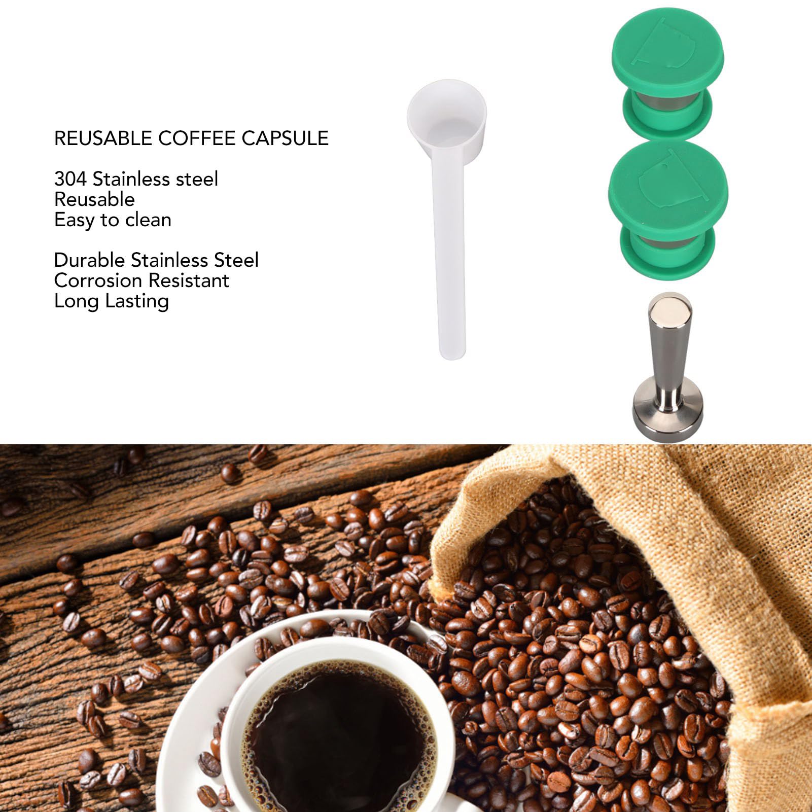 Cápsula de café Recargable, Cápsula de café Reutilizable de Acero Inoxidable con Tapa de Silicona, Fácil Llenado y Limpieza, Diseño de Extracción Uniforme para Usuarios de Máquinas de