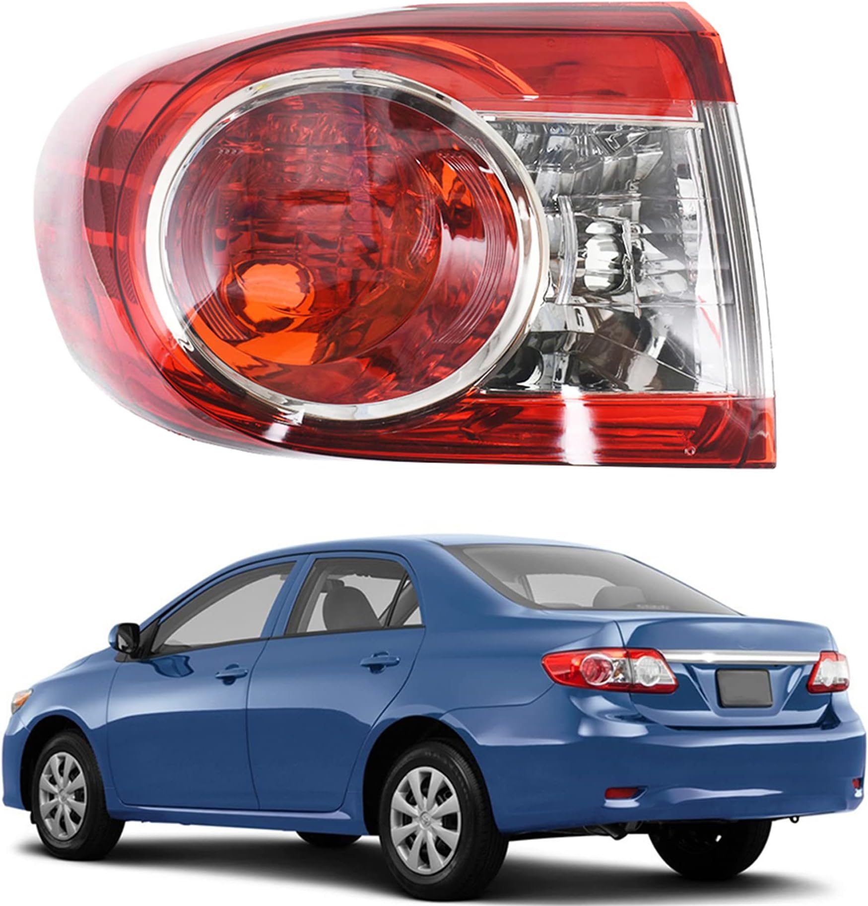 Brake Stop Turn Signal Lamp Replacement for Corolla 2011 2012 2013 Tail Light Driver Side Left 8155002580 TO2805111 Tail Light Cover